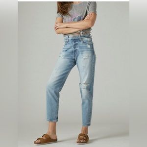 Lucky Brand Distressed Drew High Rise Mom Jeans sz 8 / 29